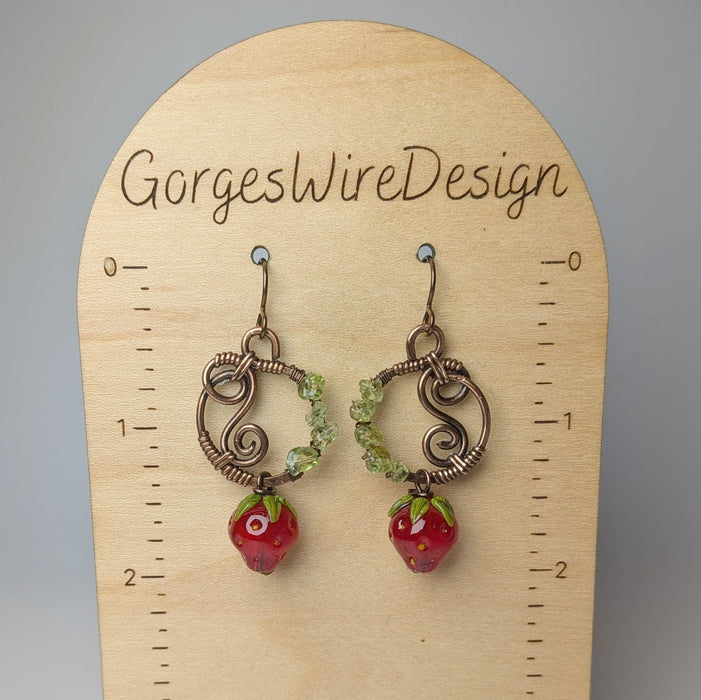 Mossy Strawberry Dangle Earrings