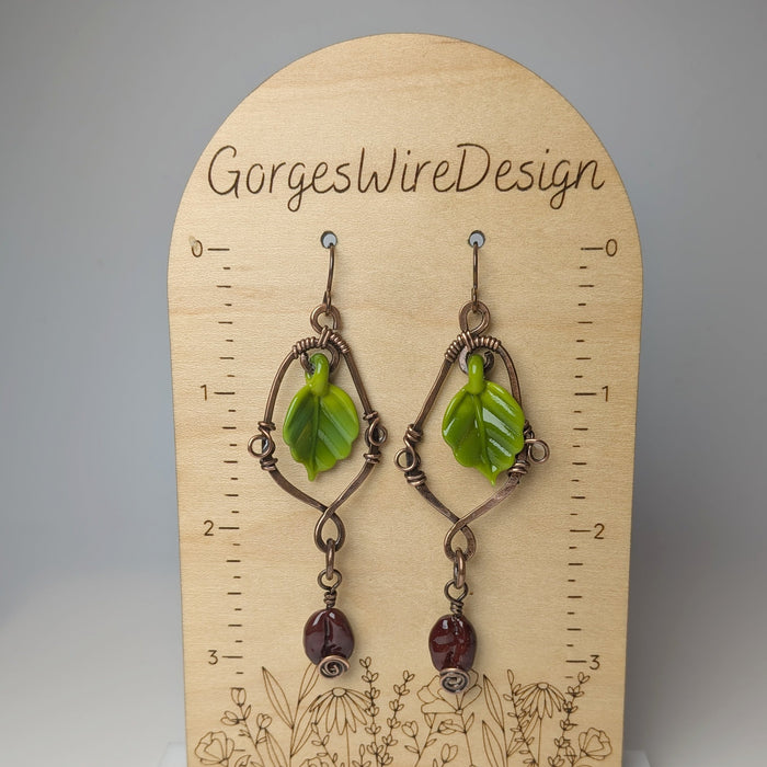 Leafy Coffee Bean Dangle Earrings
