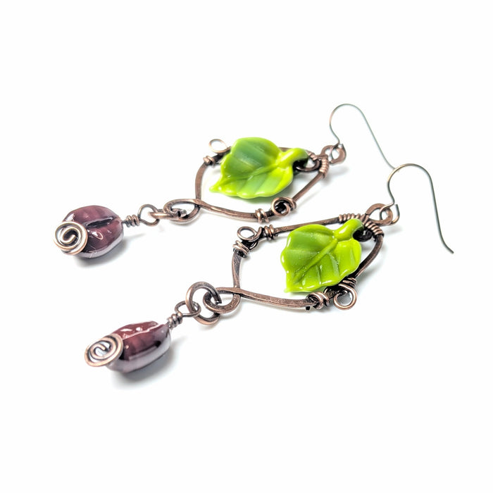 Leafy Coffee Bean Dangle Earrings