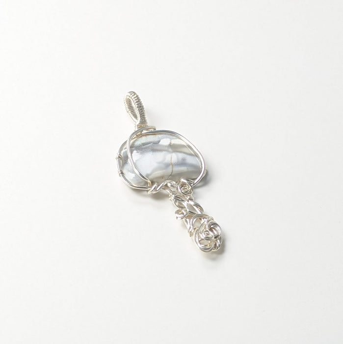 White Mushroom Pendant in Silver