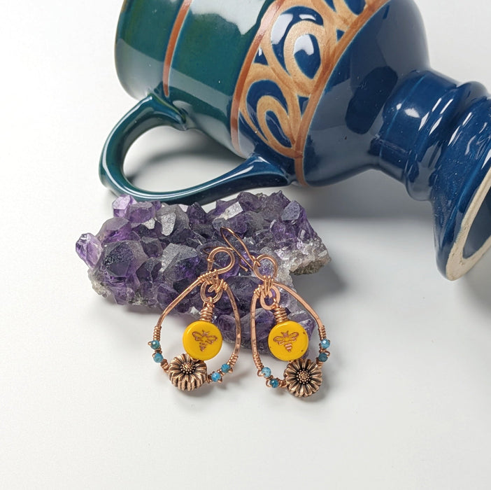 Copper Bee Earrings