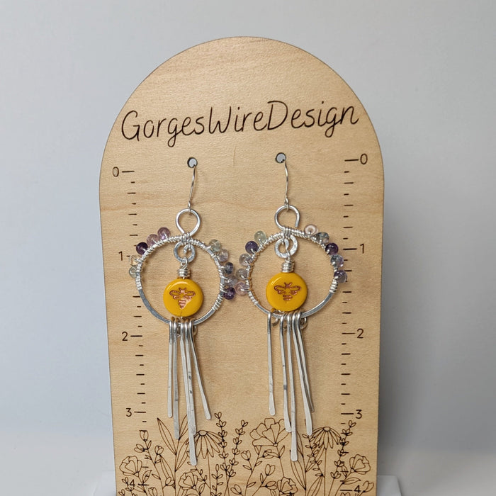 Bumble Bee and Fluorite Paddle Earrings