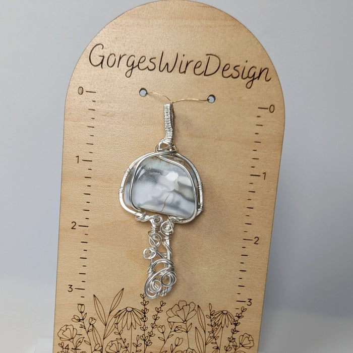 White Mushroom Pendant in Silver