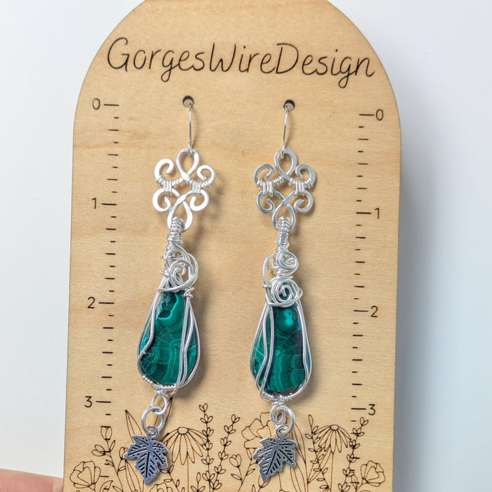 Malachite Leaf Drop Earrings
