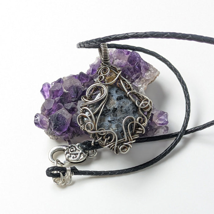 Larvikite and Citrine in Silver