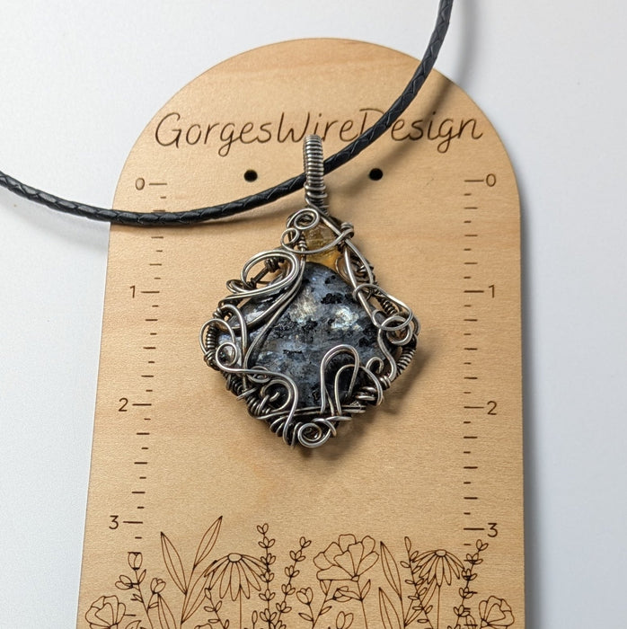 Larvikite and Citrine in Silver