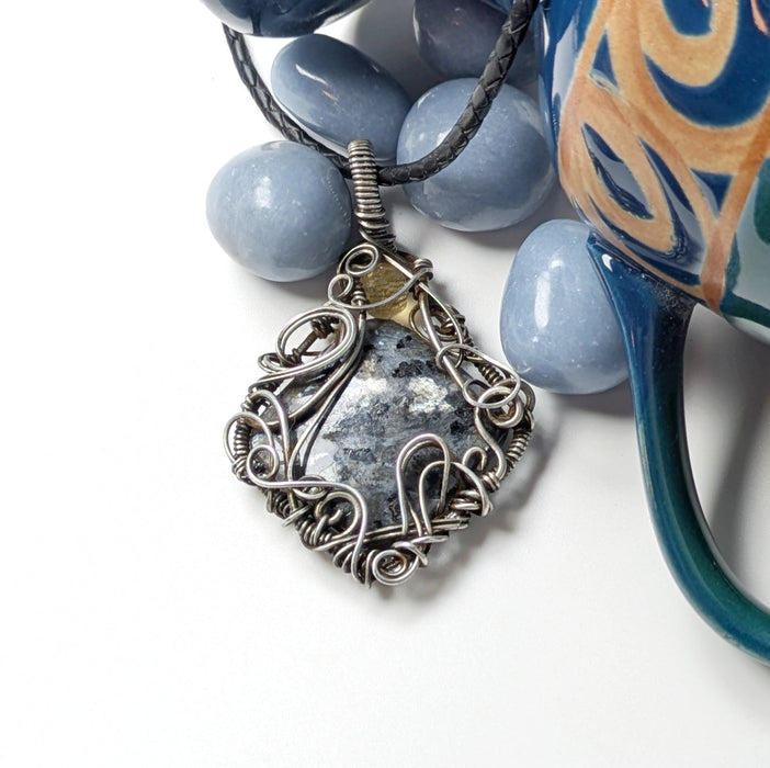 Larvikite and Citrine in Silver