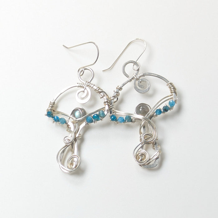 Silver Mushroom Earrings with Apatite