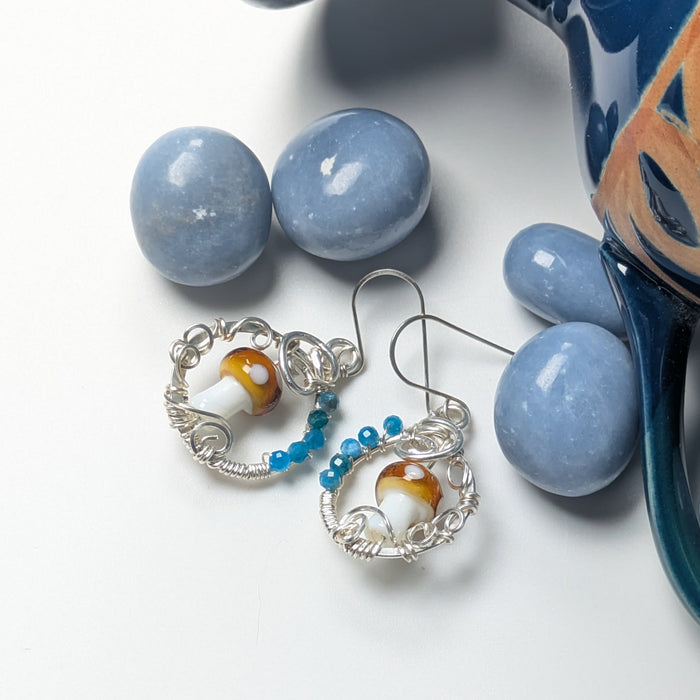 Circle Mushroom Earrings with Apatite
