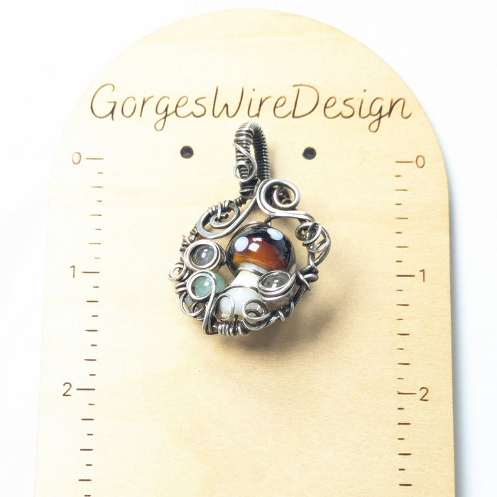 Mushroom Pendant in Darkened Silver