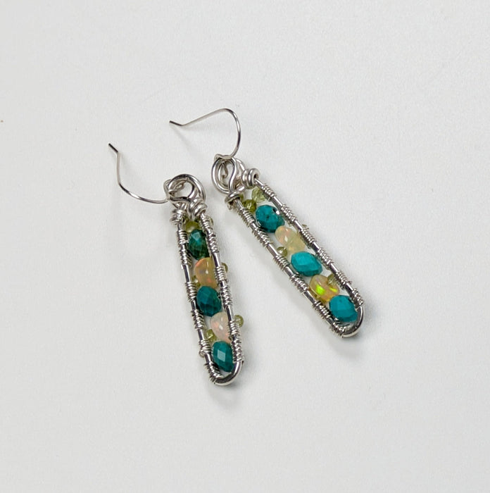 Opal and Chrysocolla Dangle earrings