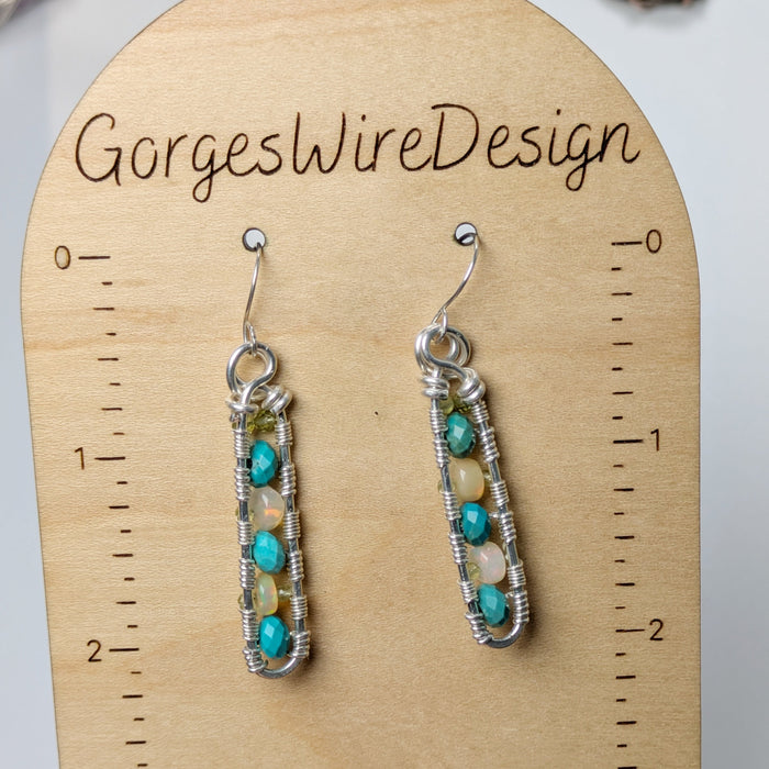Opal and Chrysocolla Dangle earrings