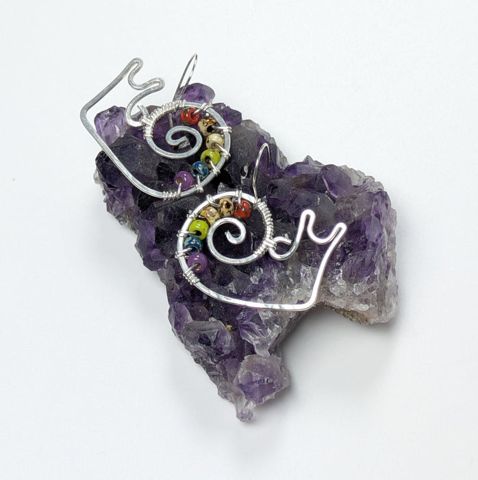 Silver Rainbow Snail Earrings