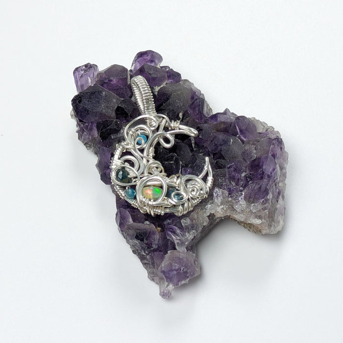 Silver Moon with Opal