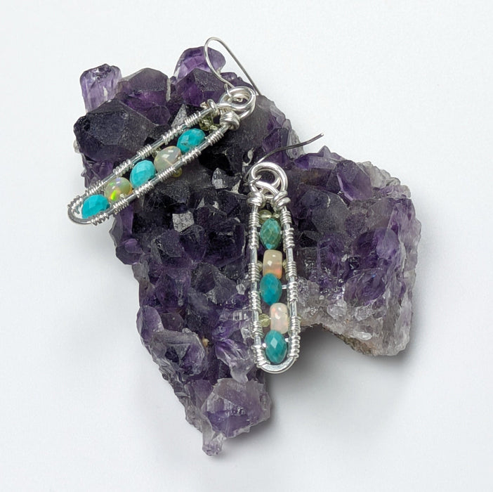 Opal and Chrysocolla Dangle earrings