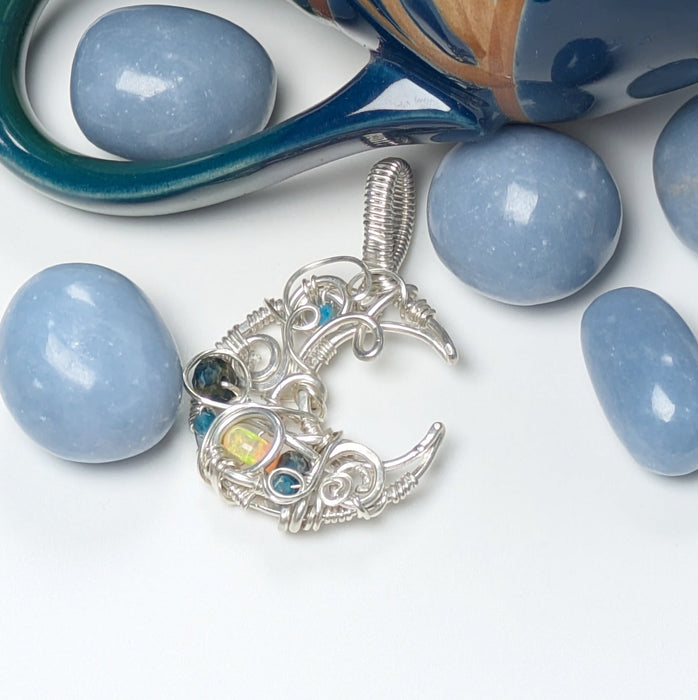 Silver Moon with Opal