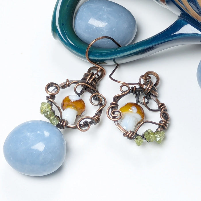 Asymmetrical Brown Mushroom Earrings