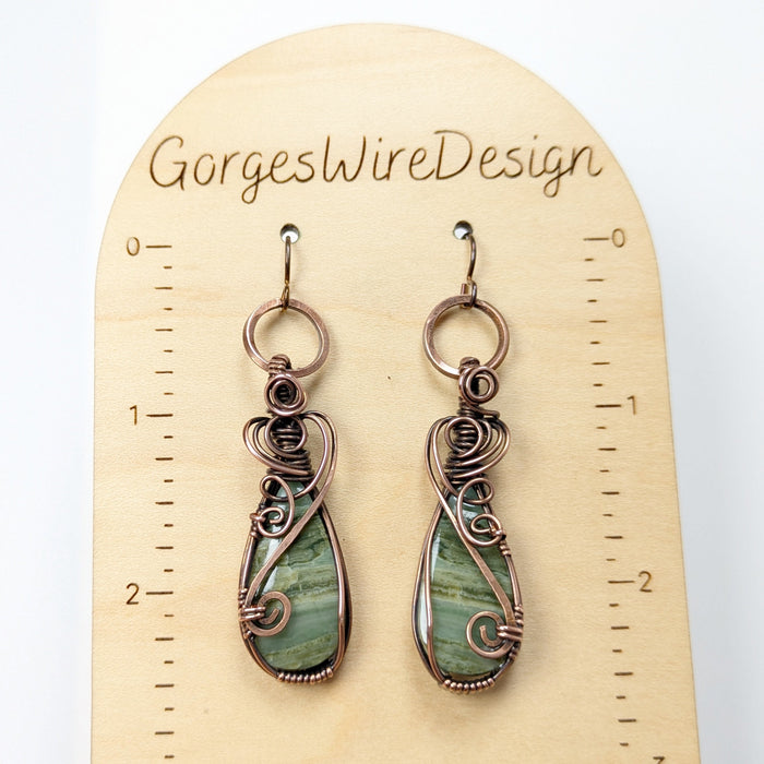 Green Petrified Wood "Larsonite" Earrings