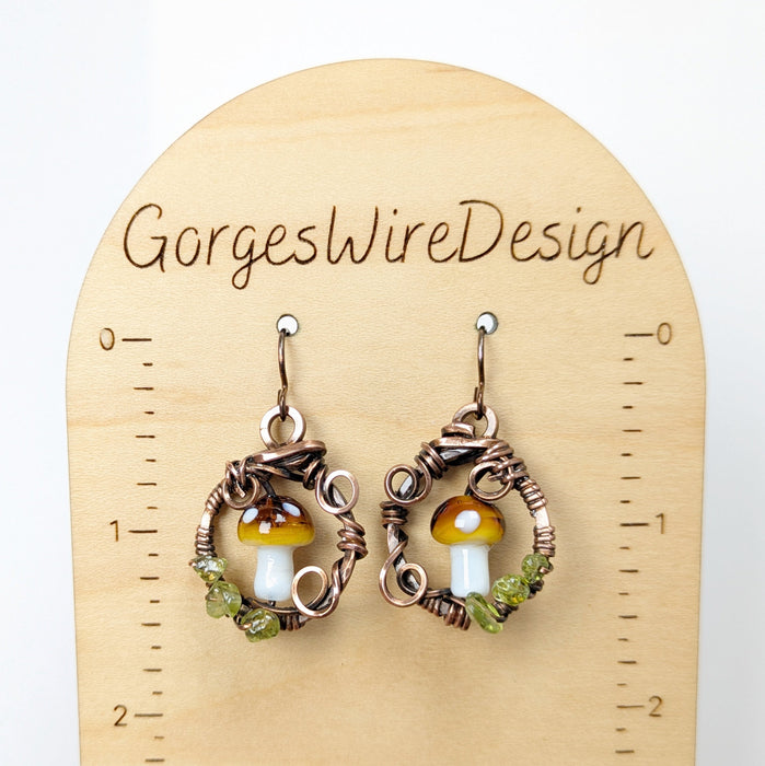 Small Dangling Mushroom Earrings