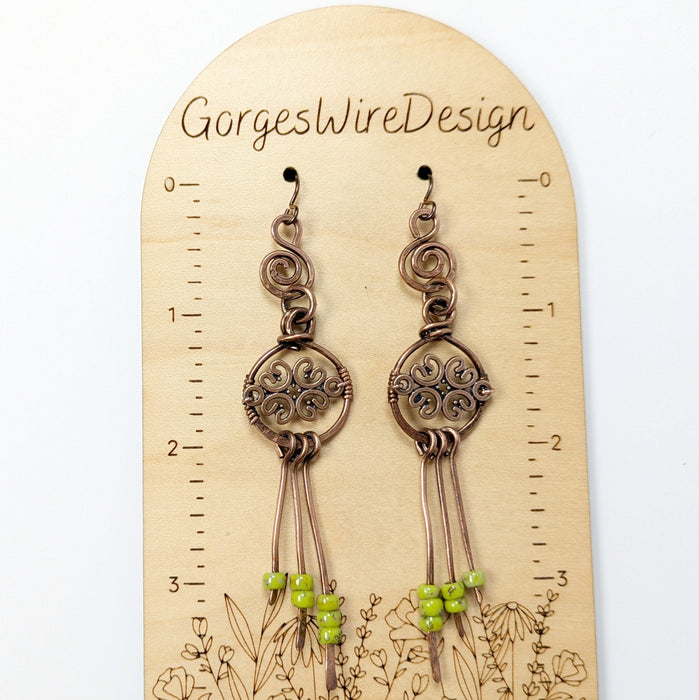 Antiqued Copper Paddle Earrings