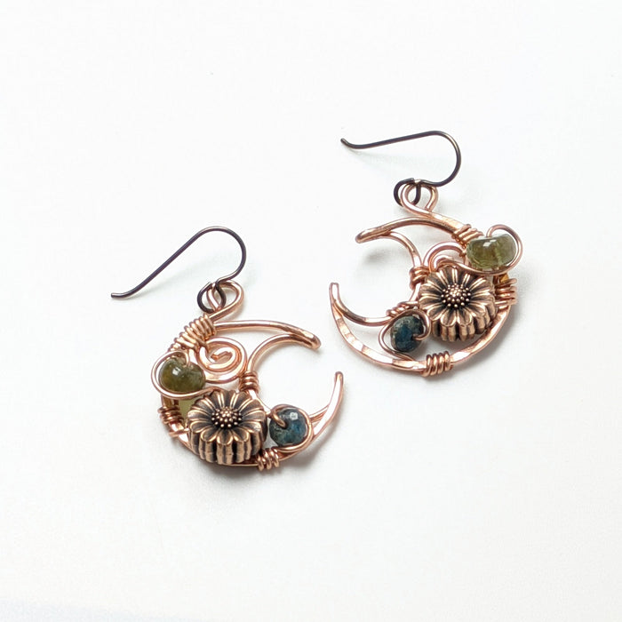 Minimalist Copper Moon Earrings