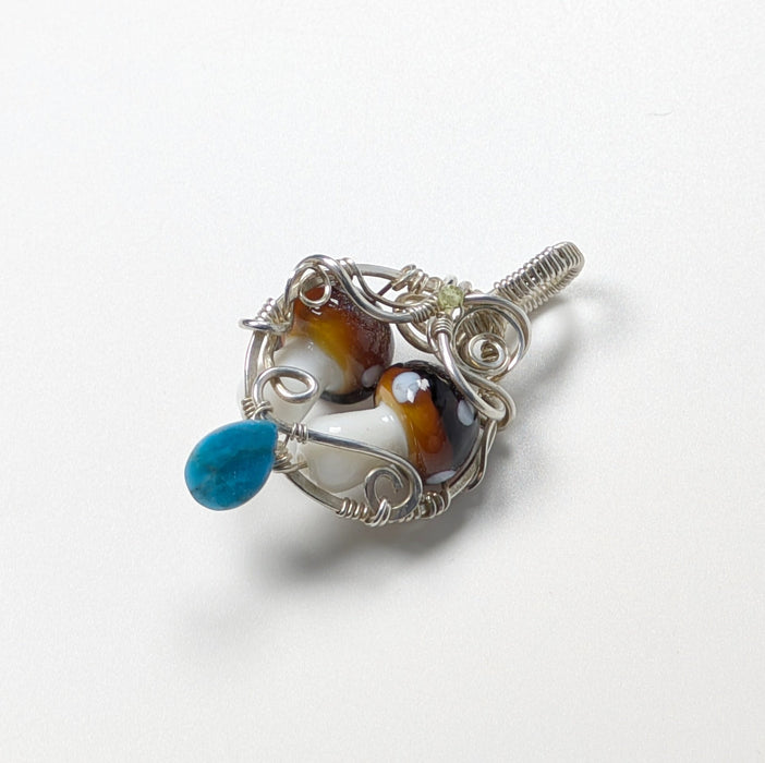 Silver Double Mushroom Pendant