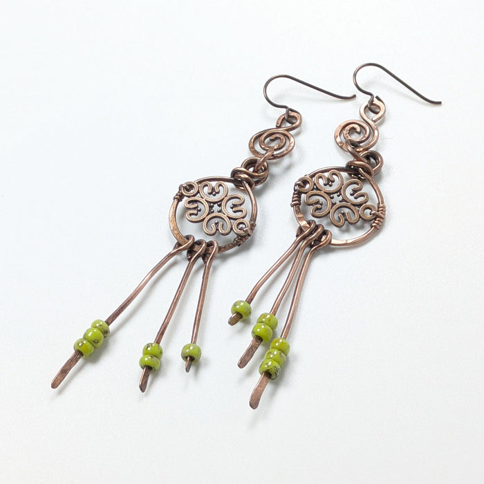 Antiqued Copper Paddle Earrings