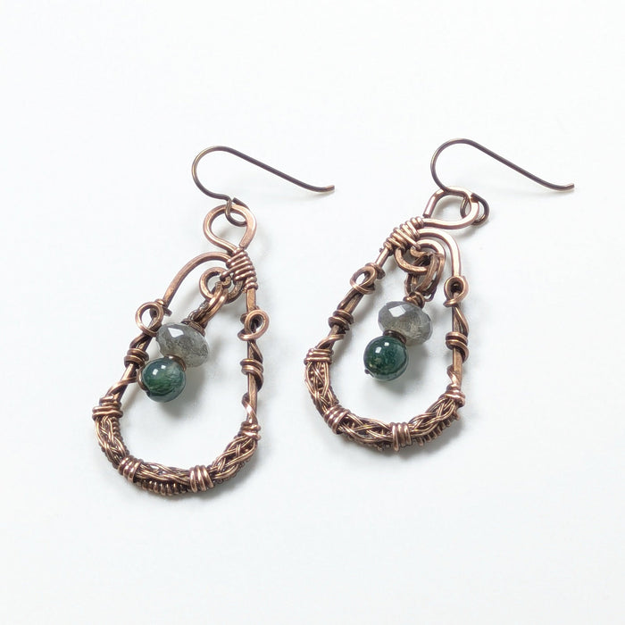 Braided Copper Drop Earrings
