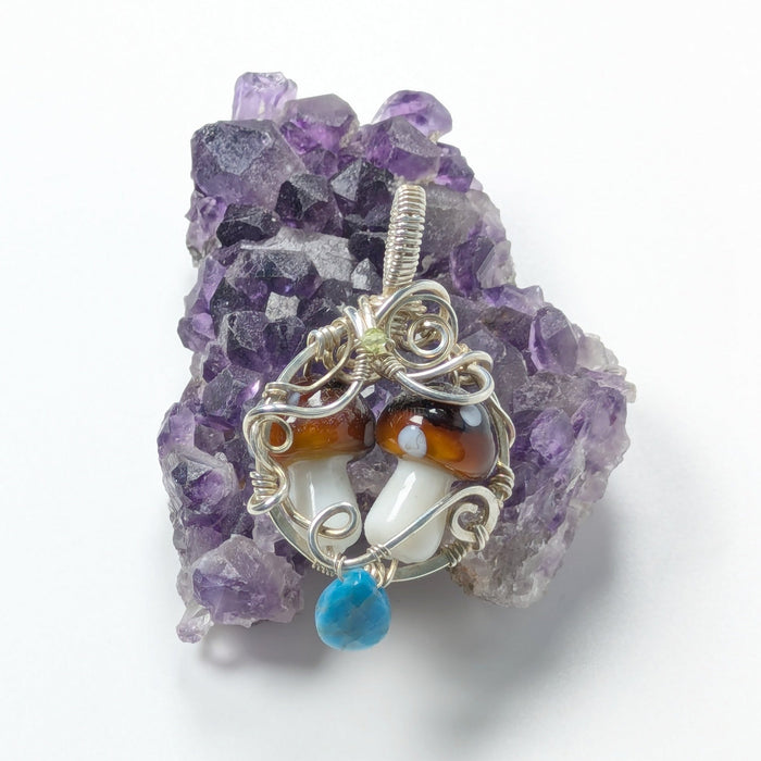 Silver Double Mushroom Pendant