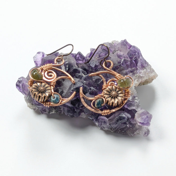 Minimalist Copper Moon Earrings