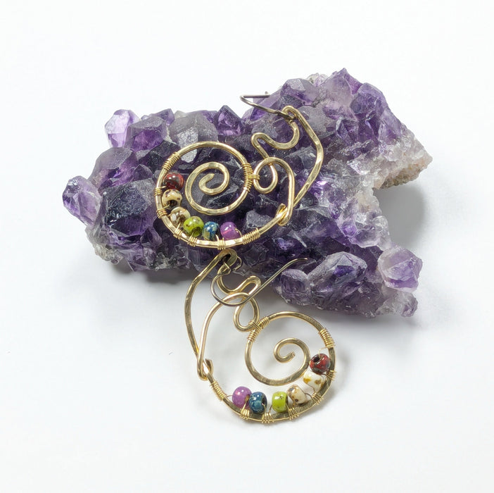 Gold Brass Snail Earrings