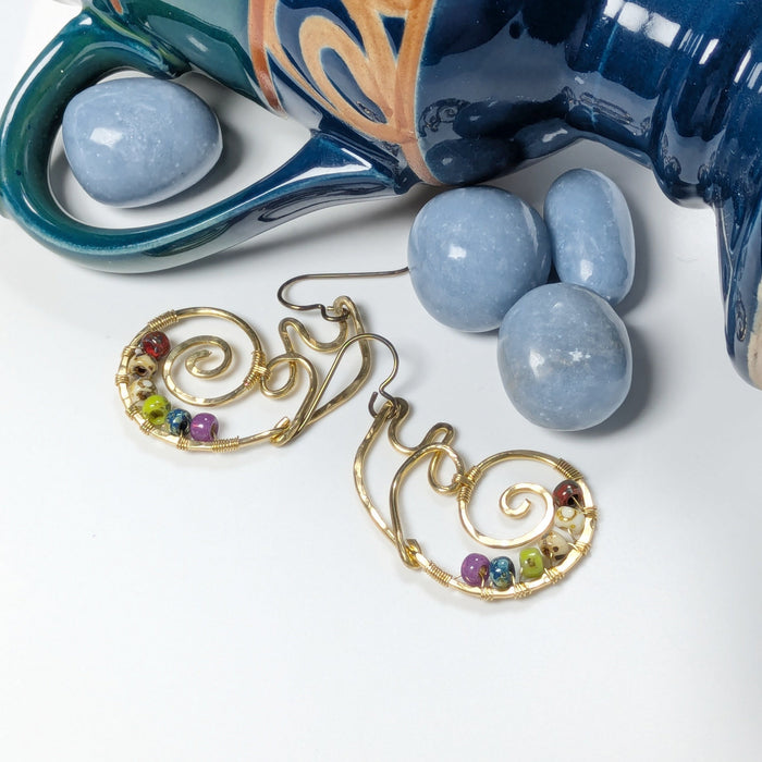 Gold Brass Snail Earrings