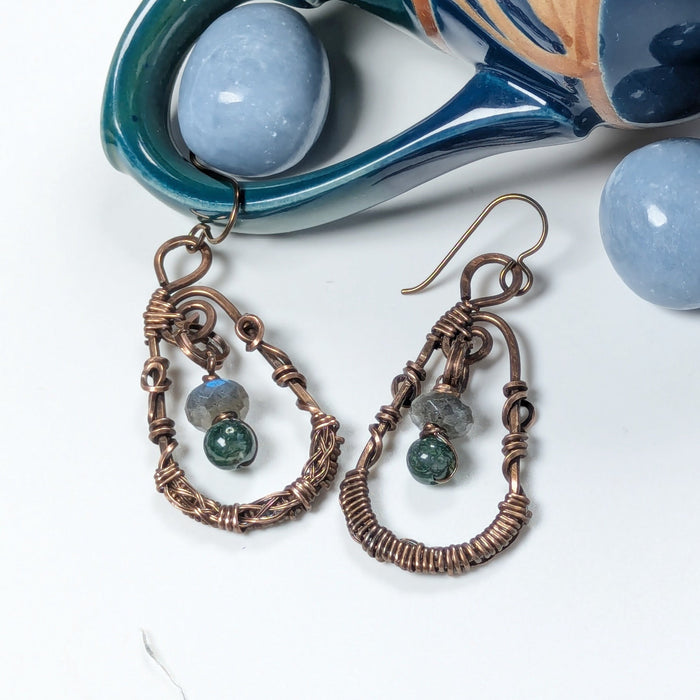 Braided Copper Drop Earrings