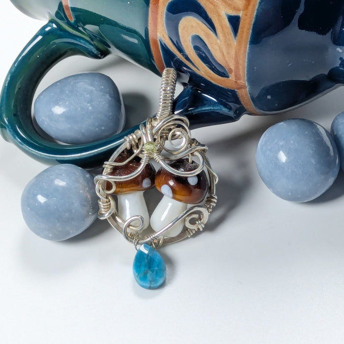 Silver Double Mushroom Pendant