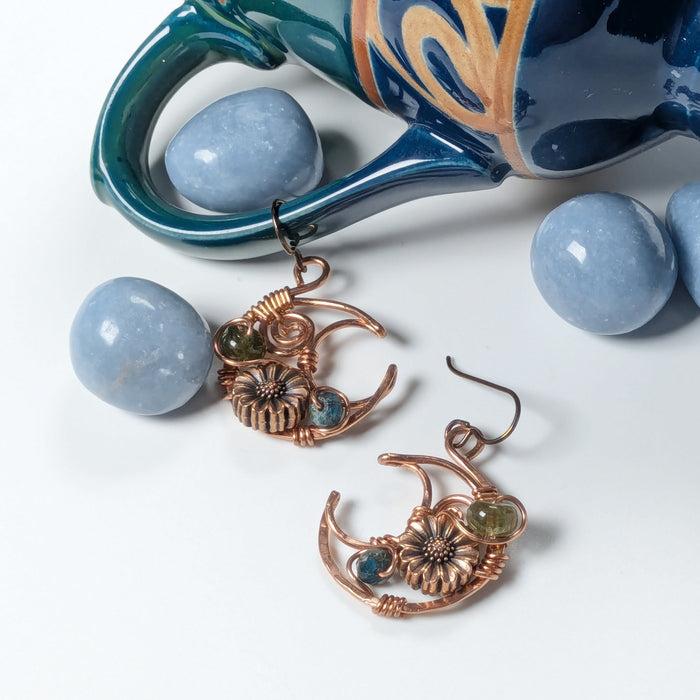Minimalist Copper Moon Earrings