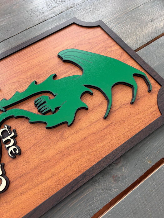 The Green Dragon Inn Sign | LOTR Hobbit Decor | Handcrafted Wood