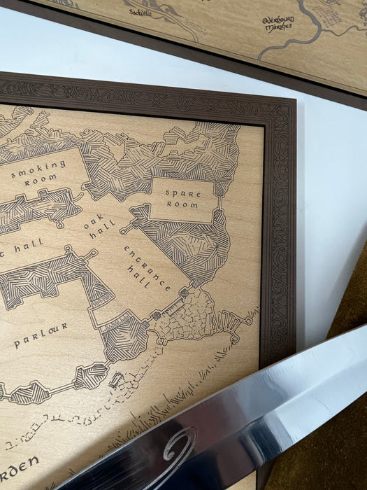 Bag End Map | Lord of the Rings Hobbit Home | Handcrafted Wood Art