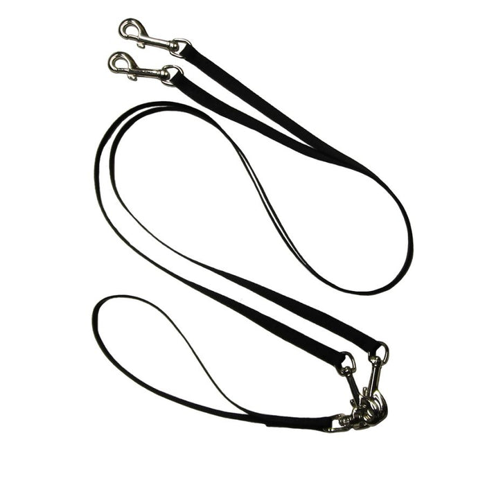 nylon web black two dog walker