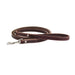 burgundy leather training leash with nickel snap and rivets