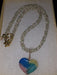 rainbow agate heart with handmade silverplate woven silverplate chain