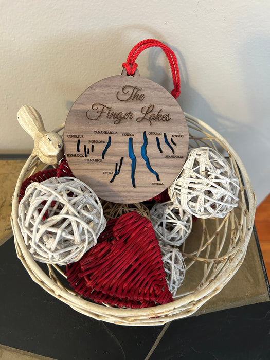 Christmas Ornament of the Finger Lakes including all the lake names