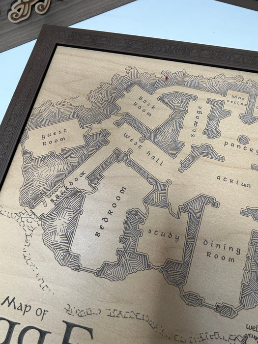 Bag End Map | Lord of the Rings Hobbit Home | Handcrafted Wood Art