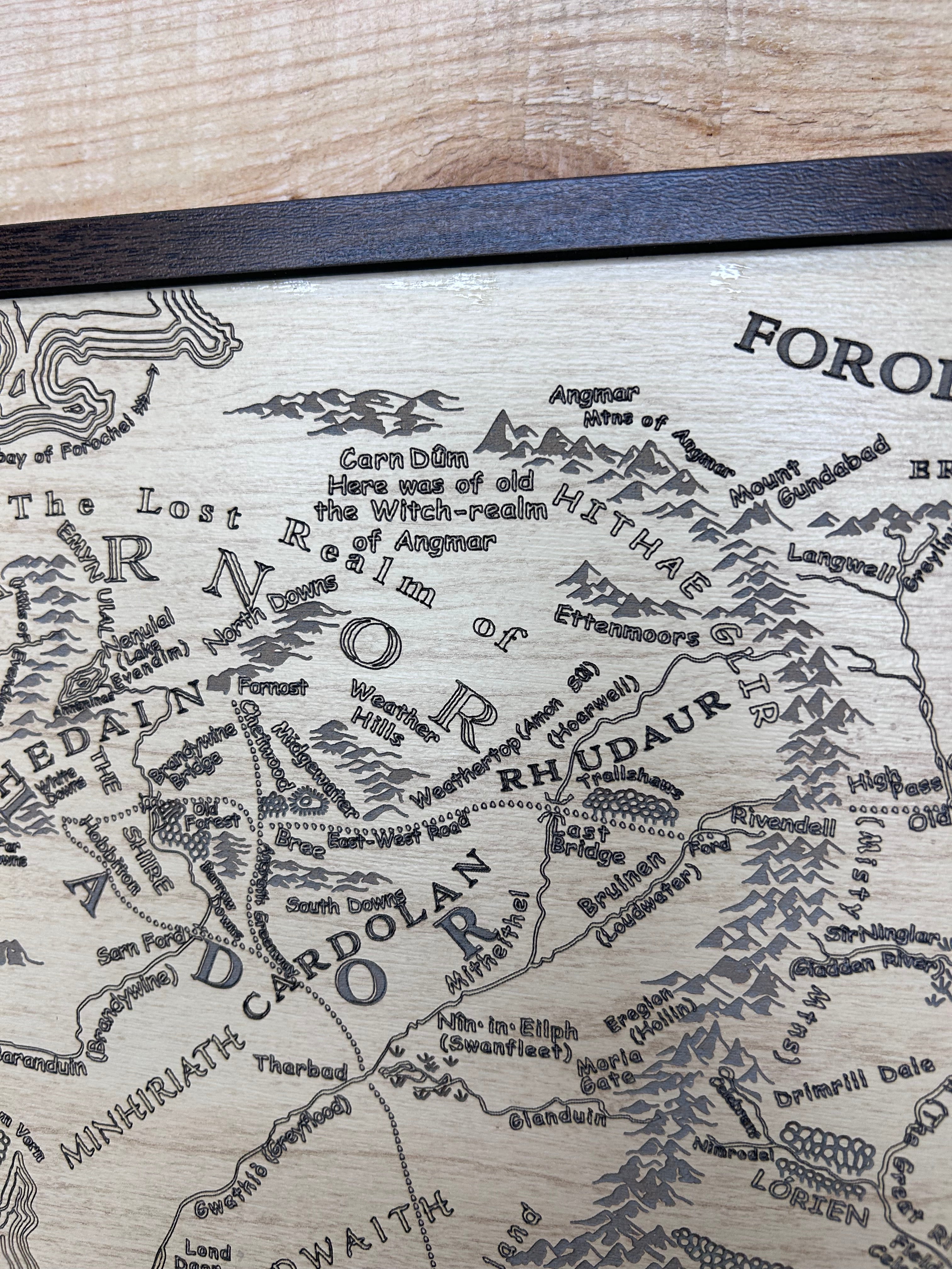 Middle Earth Map | LOTR Wall Art | Handcrafted Wood Tolkien Decor