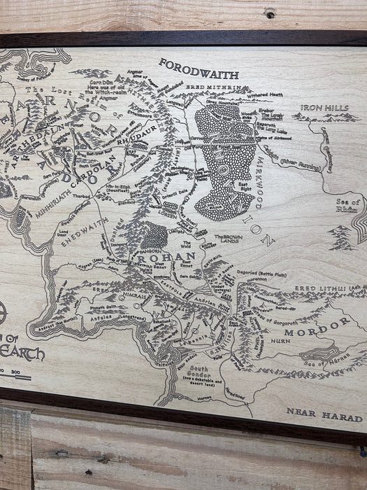Middle Earth Map | LOTR Wall Art | Handcrafted Wood Tolkien Decor
