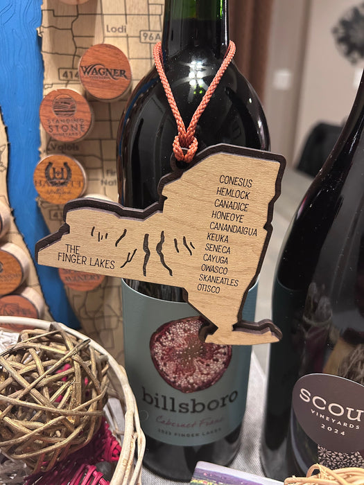 New York State Finger Lakes Ornament | Christmas Gift | Handcrafted Wood