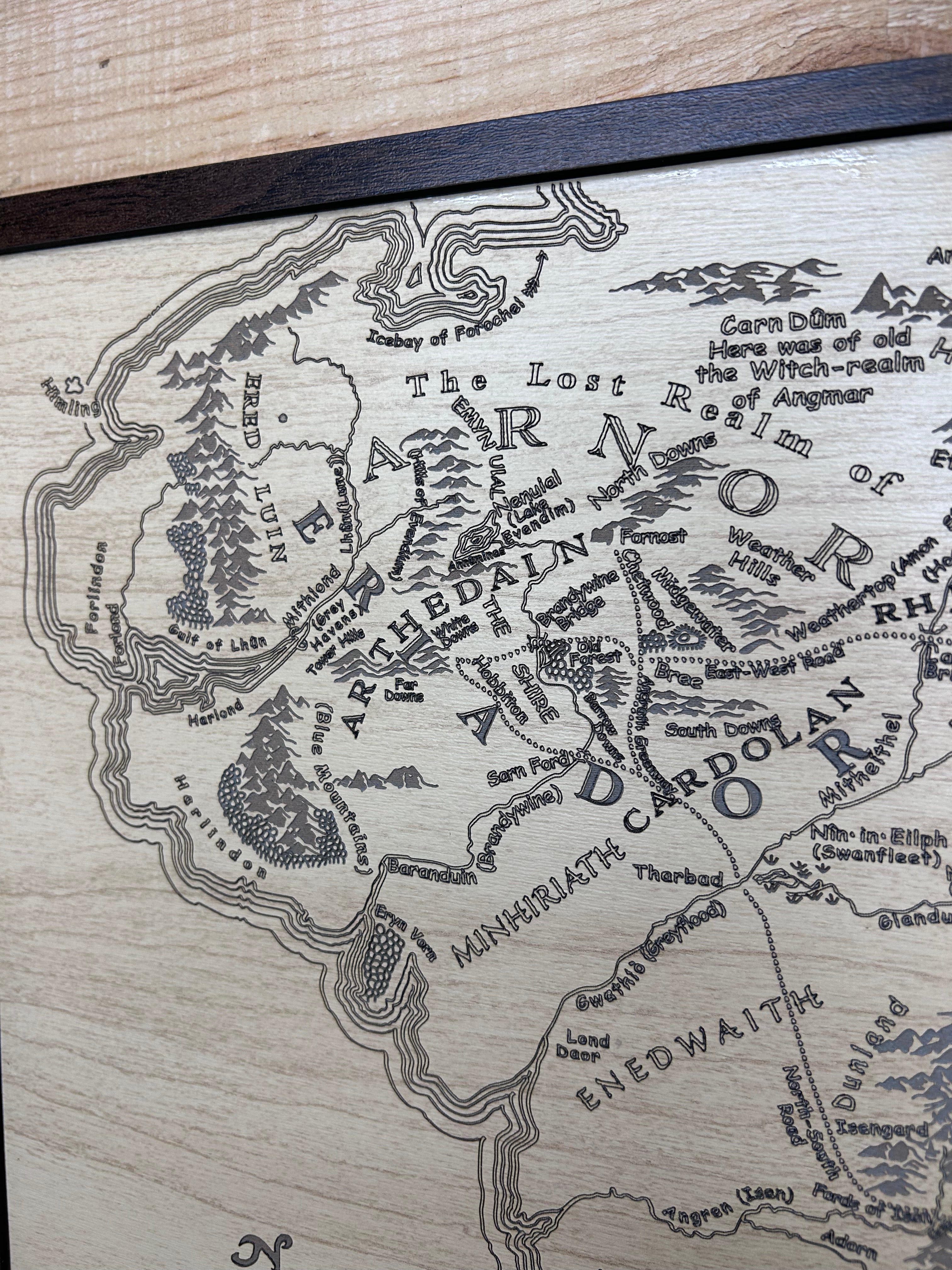 Middle Earth Map | LOTR Wall Art | Handcrafted Wood Tolkien Decor