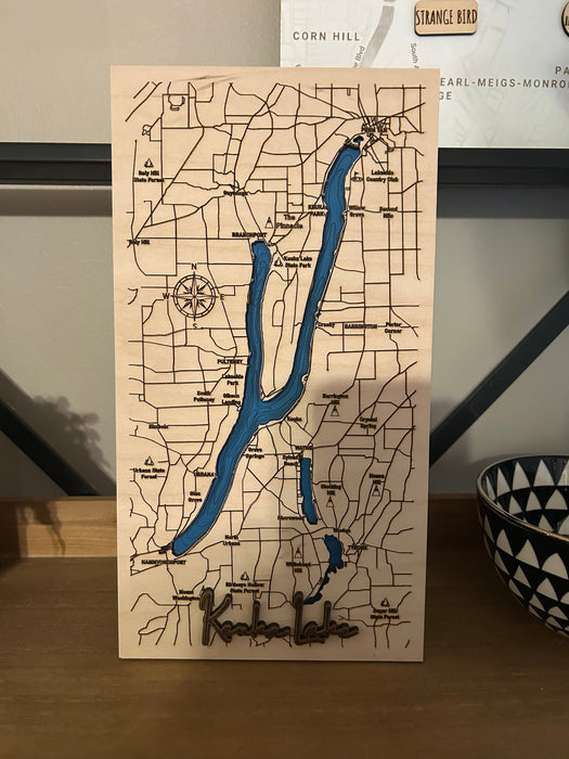 Finger Lakes Collectible Bathymetric Maps | 6.5x11.5 Wood Wall Art