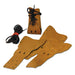 A set of four Australian-style leather dog boots, made in the USA by Auburn Leathercrafters