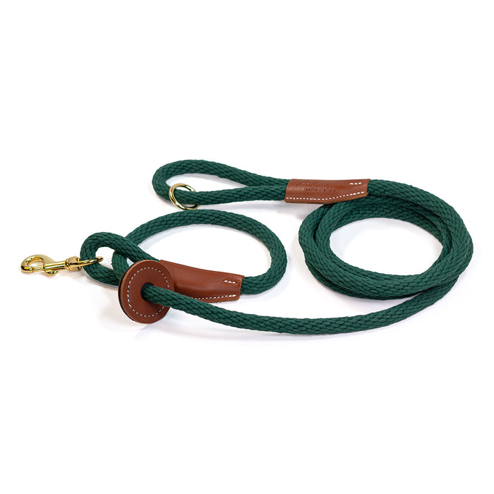 braided cotton leash used as slip harness in green