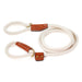 natural white braided cotton rope slip leash with brass hardware and leather trim